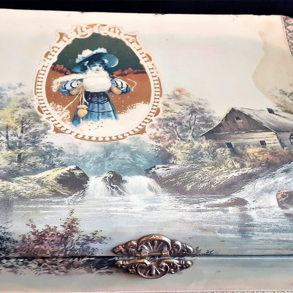 Antique Jewelry Box Edwardian Gibson Girl  Antique Glove Brush Box - Picture 2 of 10